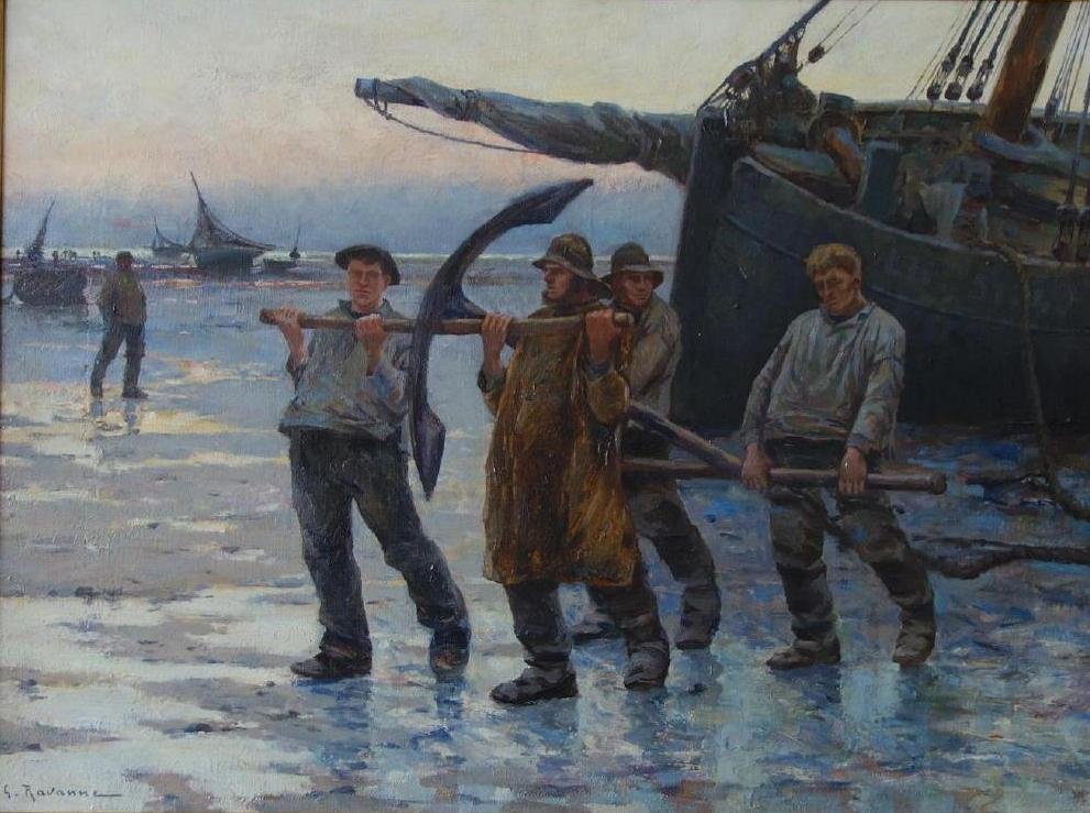 Leon Ravanne (1805-1904) Bringing in the Anchor (1 of 6)