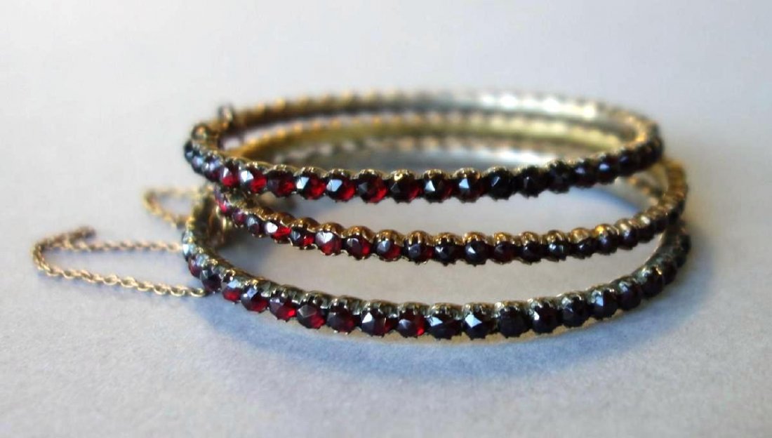 3 Victorian Bohemian Garnet Bangle Bracelets (1 of 1)