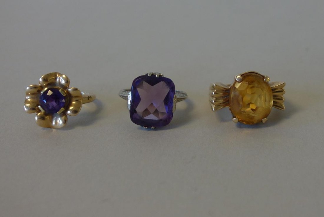 3 14K Gold Cocktail Rings, Amethyst & Citrine (1 of 1)
