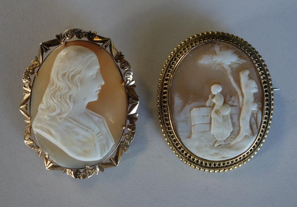 Victorian Carved Shell Cameos, Profile & Landscape (1 of 3)