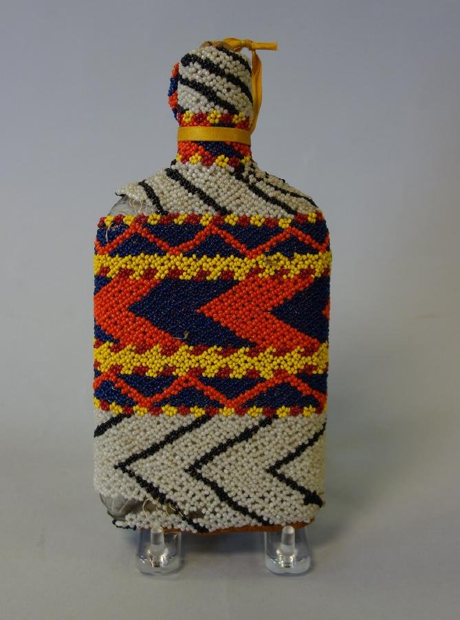 Native American Beaded Glass Bottle, Colored Beads (1 of 6)