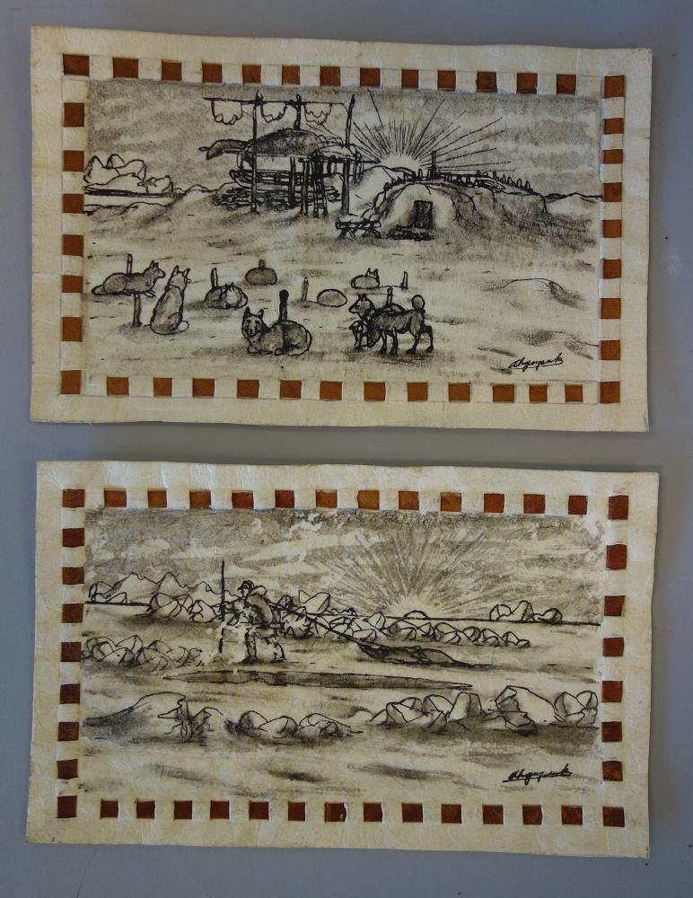 George Ahgupuk (1911-2001) 2 Inuit Drawings (1 of 3)