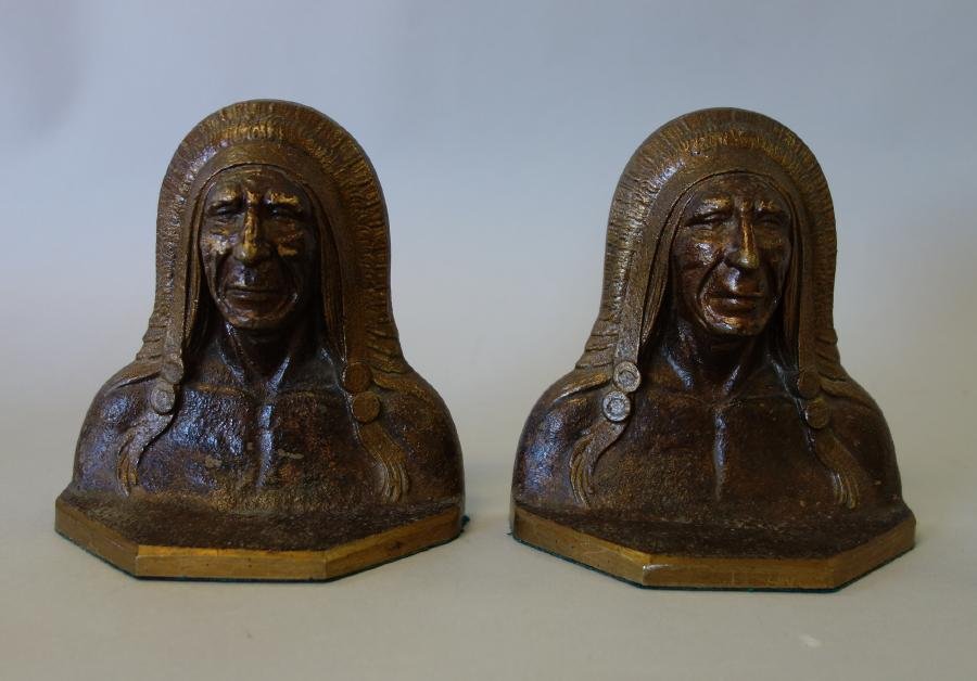 Bronze Native American Indian Chief Bookends (1 of 1)