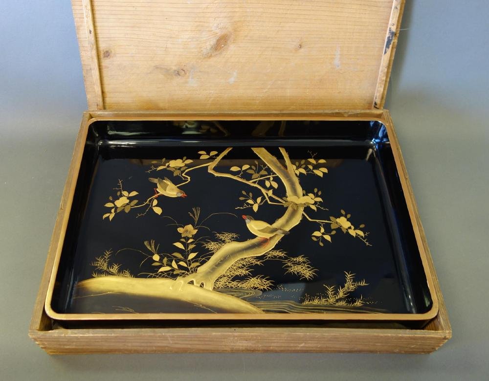Large Japanese Gold Maki-e Lacquer Tray (1 of 4)