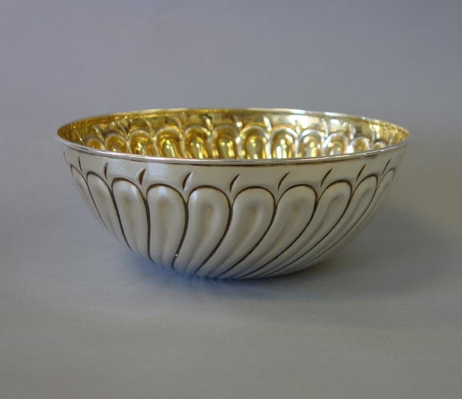 Italian 800 Silver & Gold Wash Serving Bowl (1 of 2)