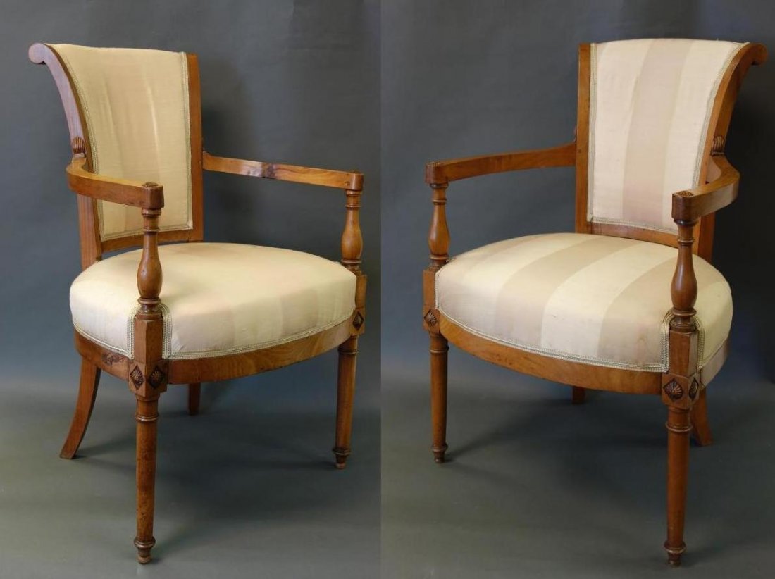 Pair, Louis XVI Fauteuils / Open Arm Chairs (1 of 4)