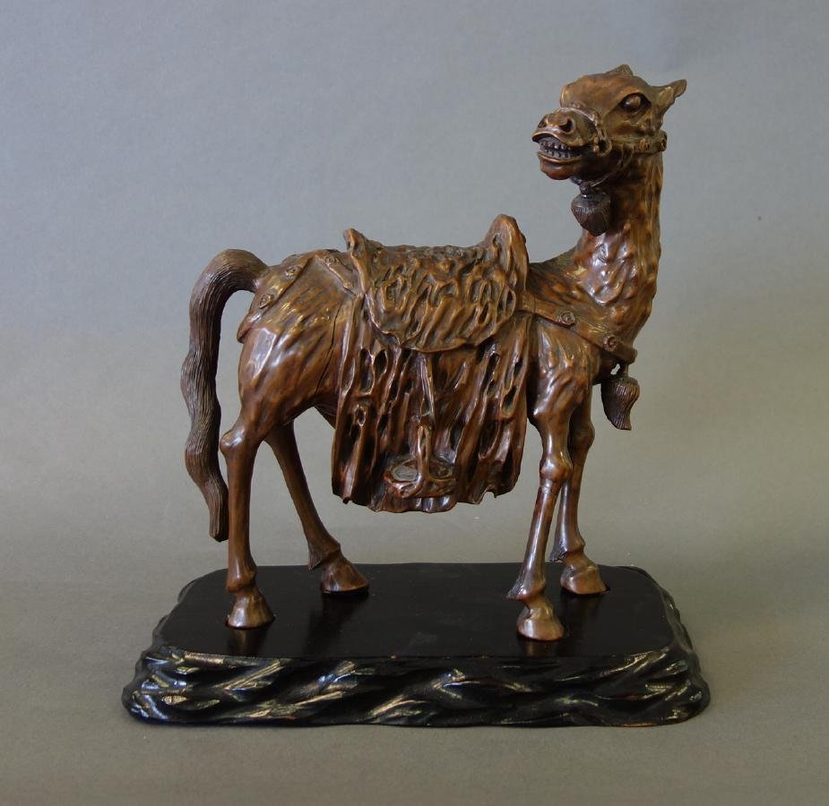 Fine Chinese Carved Wood Horse Stallion (1 of 3)