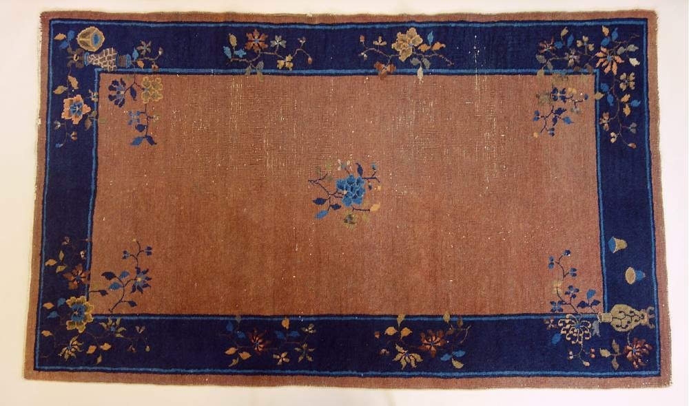 Chinese Wool Rug, Floral & Urn Motif (1 of 5)