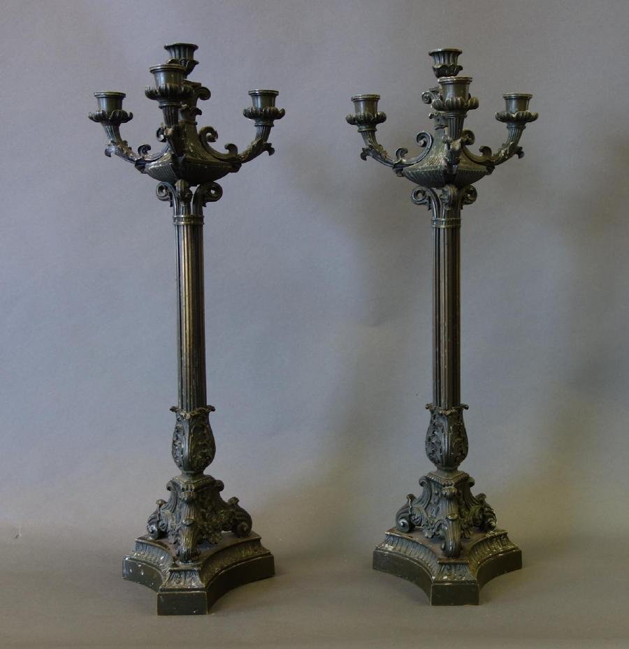 19thc French Patinated Bronze Candelabra, Pair (1 of 2)