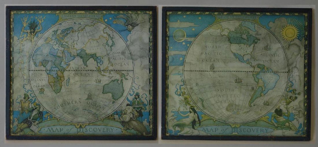 N. C. Wyeth, Map of Discovery,  Eastern & Western (1 of 5)