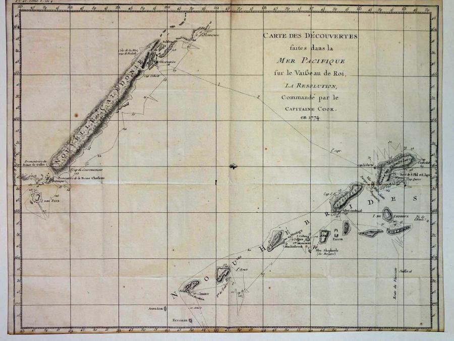 James Cook, Carte Des Decouvertes Mer Pacifique (1 of 2)
