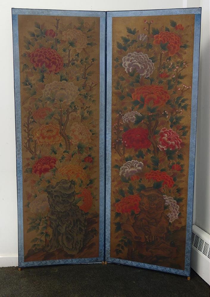 18thc Korean Folk Art Hand-Painted Screen (1 of 8)
