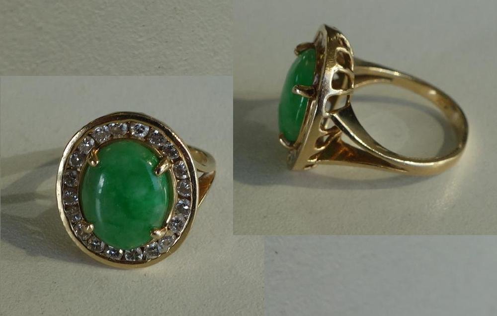 Chinese Jadeite Jade & Diamond Ring (1 of 3)