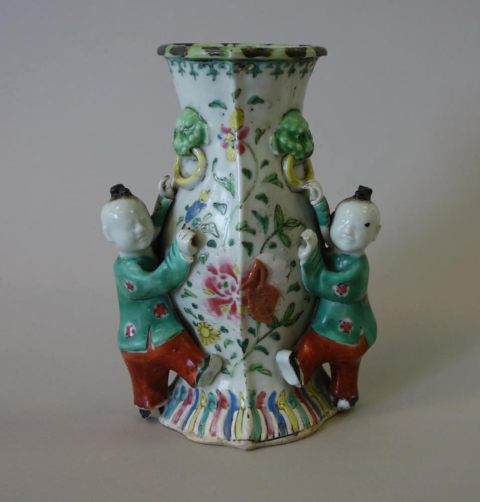 19thc Chinese Porcelain Figural Wall Pocket Vase (1 of 3)