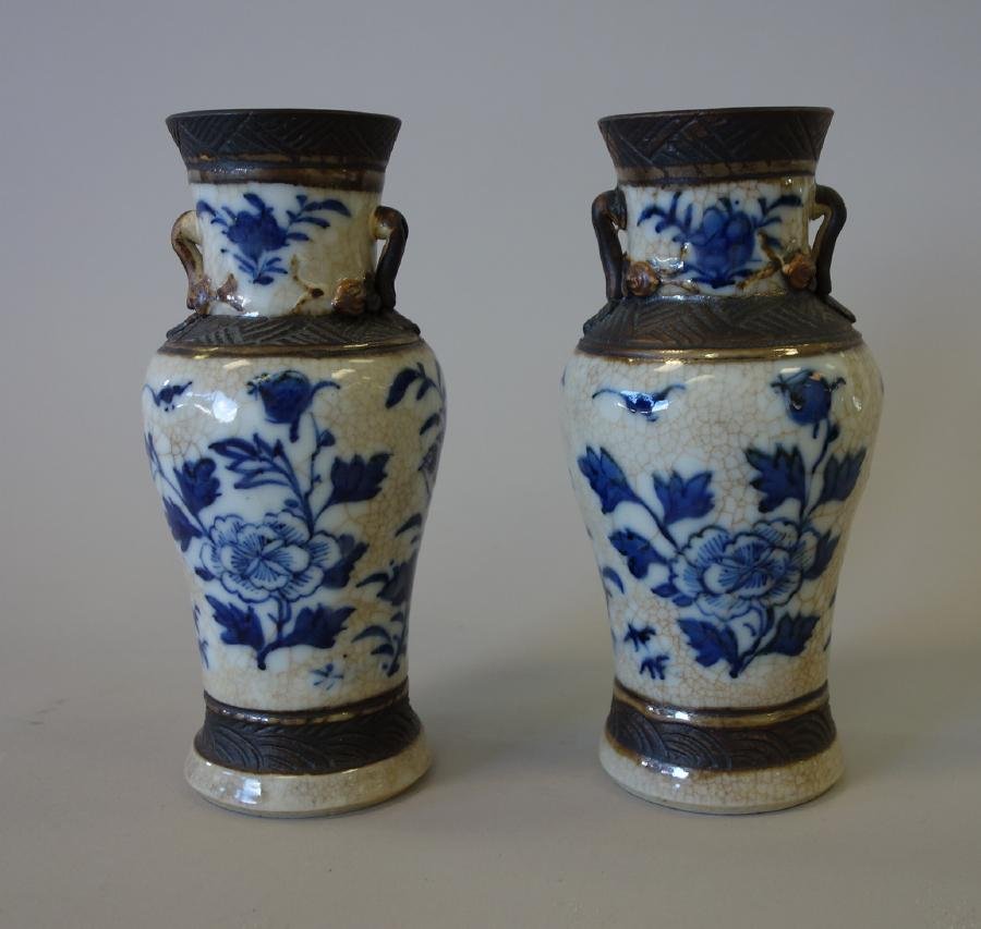 19thc Chinese Crackle Glaze Vases, Pair (1 of 3)