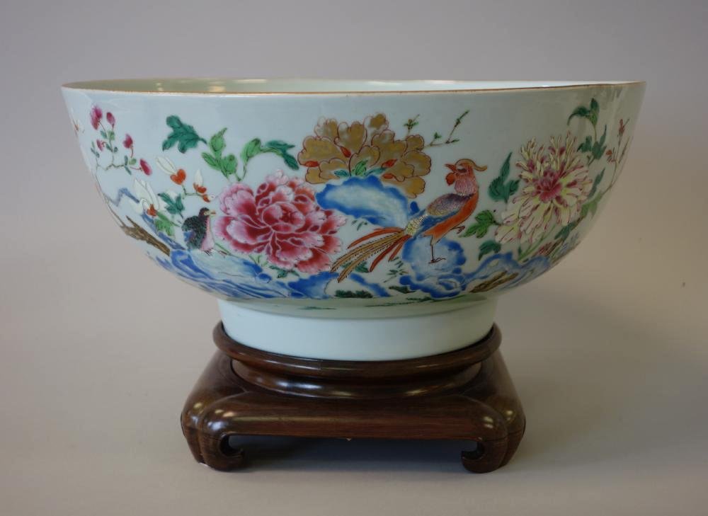 18thc Chinese Porcelain Punch Bowl & Stand (1 of 8)