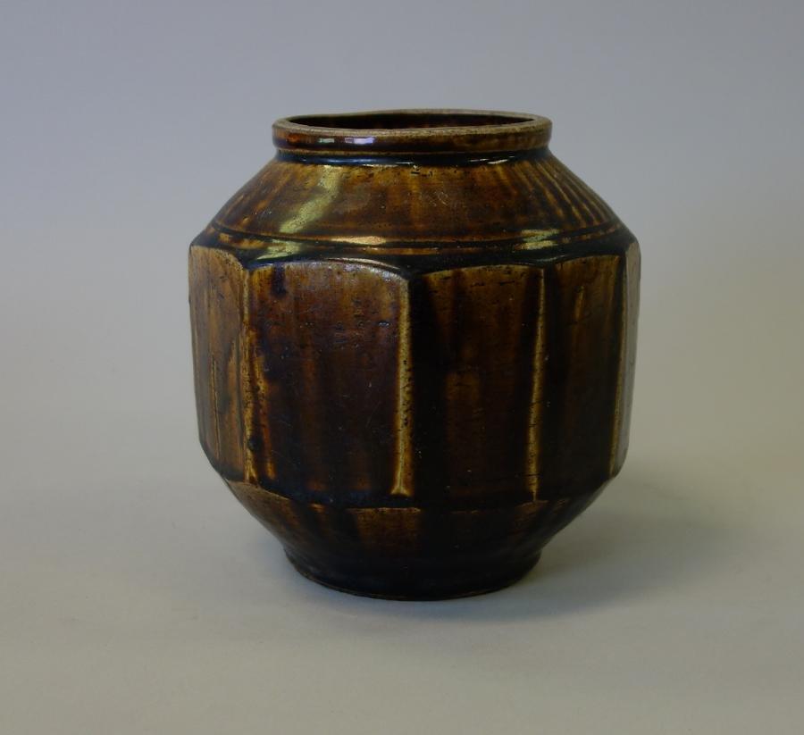 Korean Brown Glazed Pottery Faceted Jar (1 of 2)