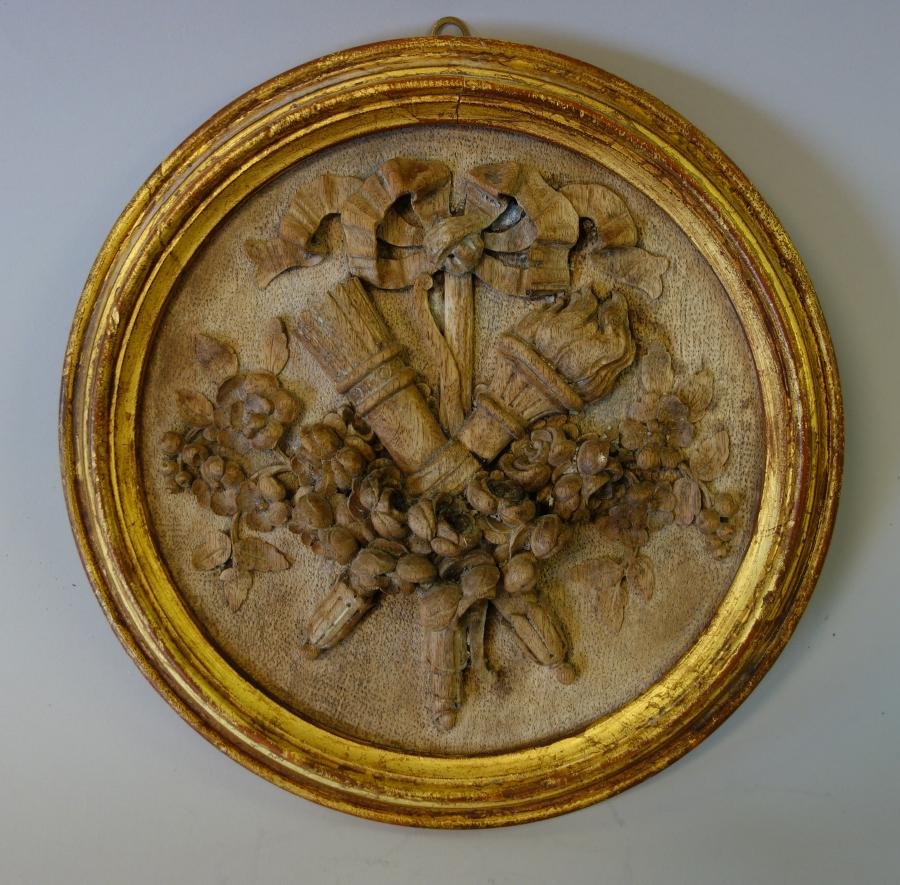 19thc Louis XVI Style Carved Wood Plaque (1 of 1)