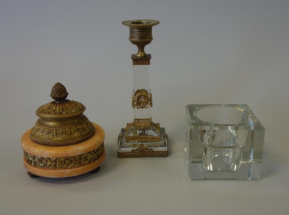 French Inkwells & St Louis Candlestick (1 of 1)