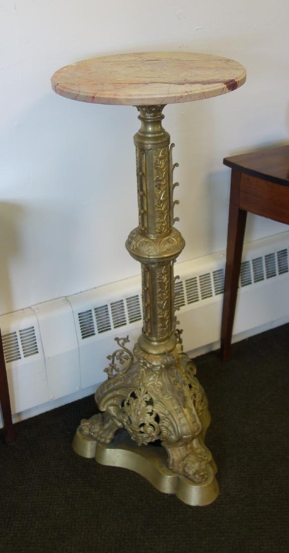 19thc Ornate Brass & Marble Pedestal, 3 Griffins (1 of 5)