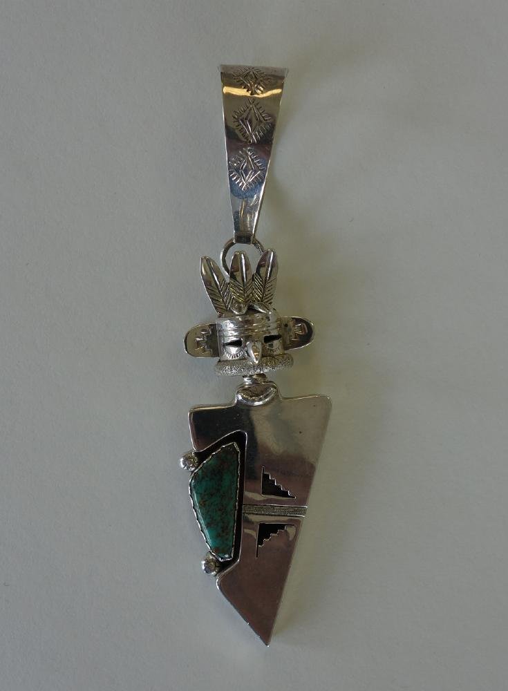 Nelson Morton Sterling & Turquoise Kachina Pendant (1 of 2)