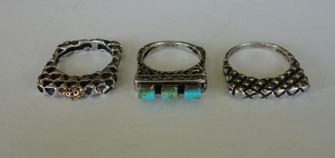 Dian Malouf, 3 Sterling & Turquoise Rings (1 of 1)