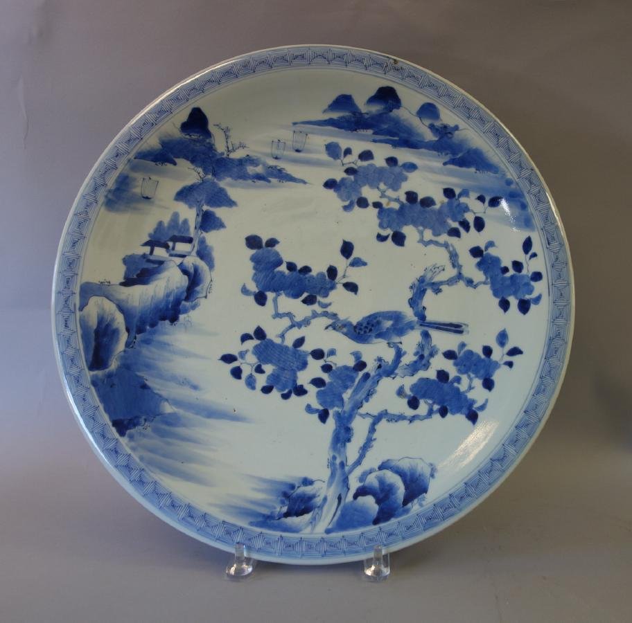19thc Japanese Blue & White Porcelain Charger (1 of 3)