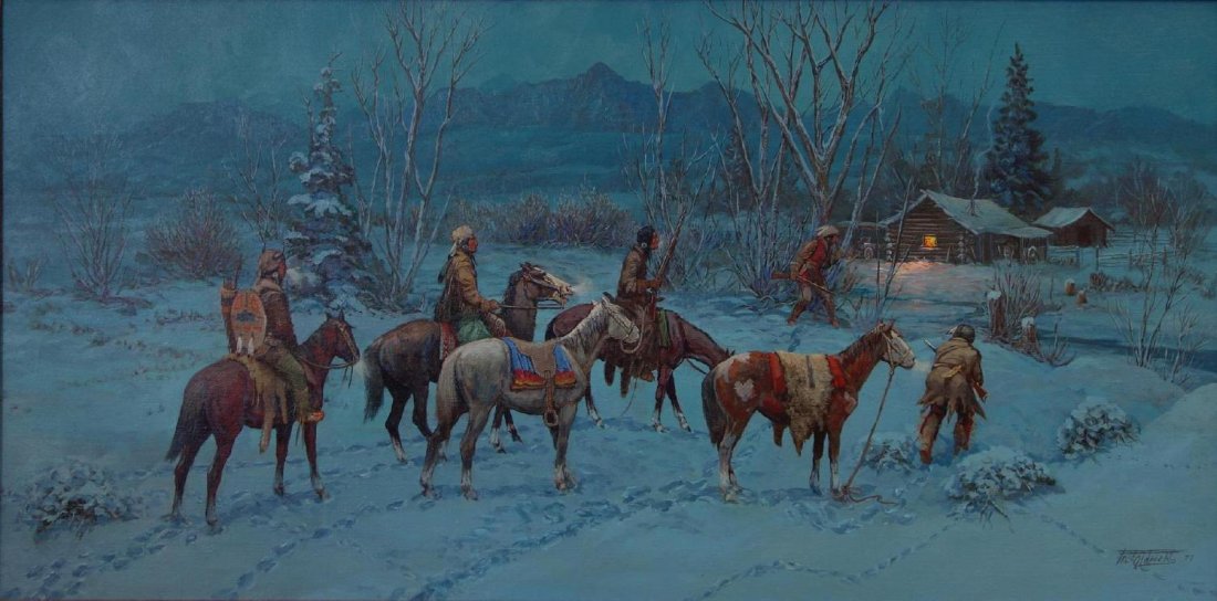 Fred Oldfield (b-1918) Red Clouds Winter Warrior (1 of 4)