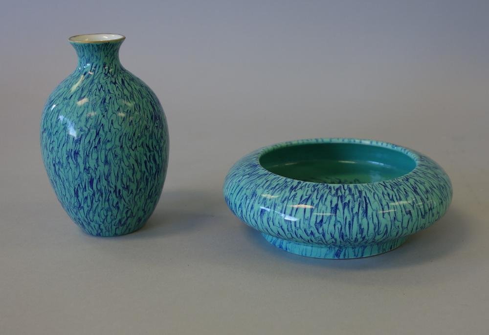 Chinese Robin's Egg Glazed Porcelain Vase & Bowl (1 of 7)