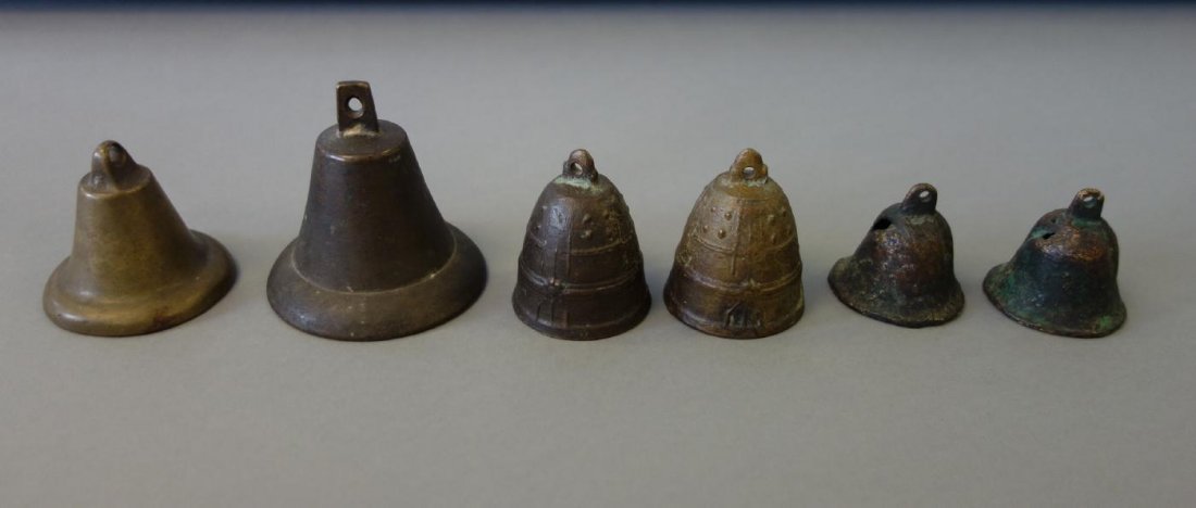 6 Asian Archaistic Bronze Taoist Ritual Bells (1 of 4)