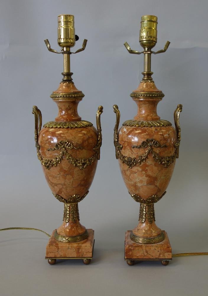Pair French Marble & Ormolu Urn Lamps (1 of 3)