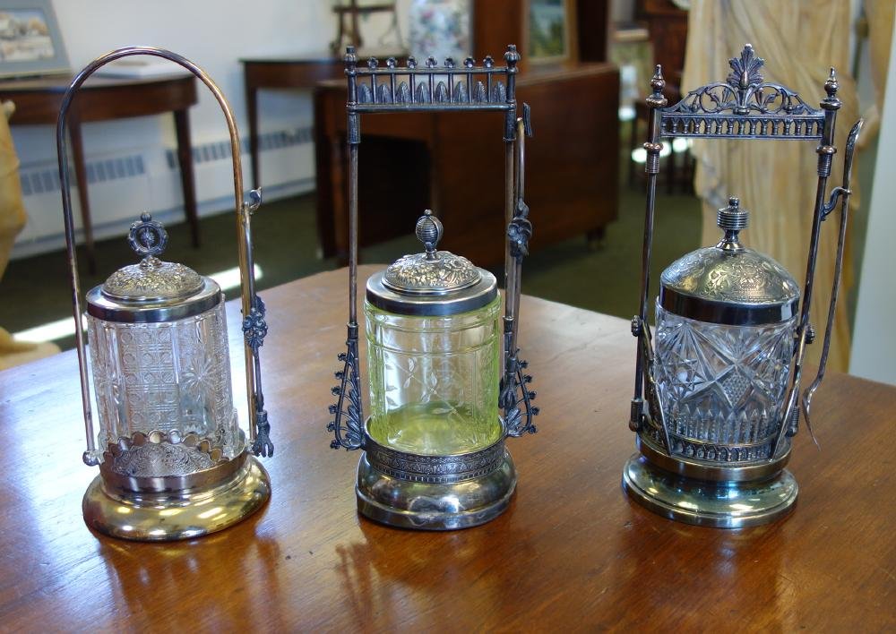 3 Victorian Pickle Castors, Canary Yellow & Clear (1 of 1)