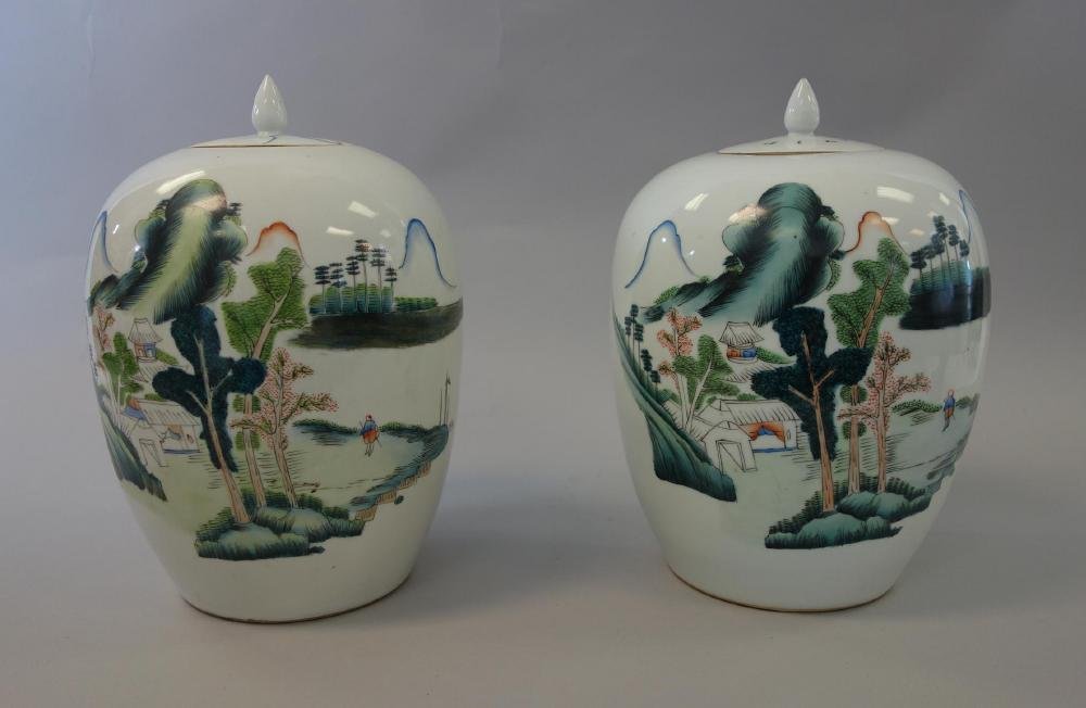 Chinese Famille Verte Ginger Jars, Pair (1 of 4)