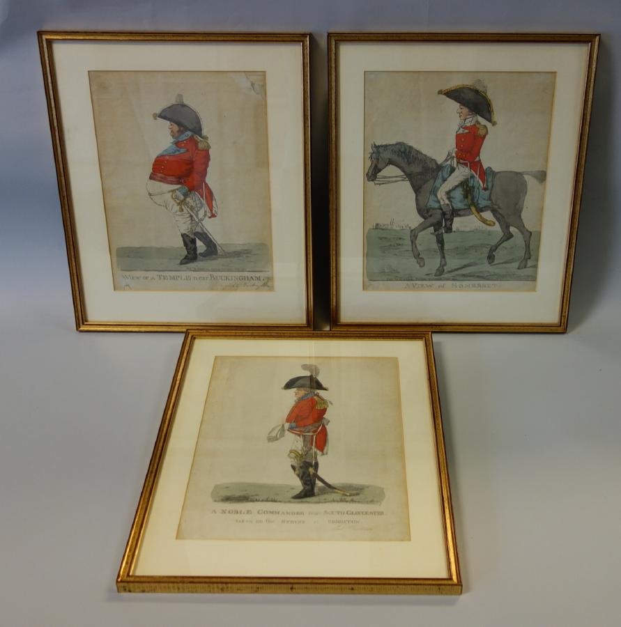 Robert Dighton, 3 Hand-Colored Engravings, c.1811 (1 of 3)