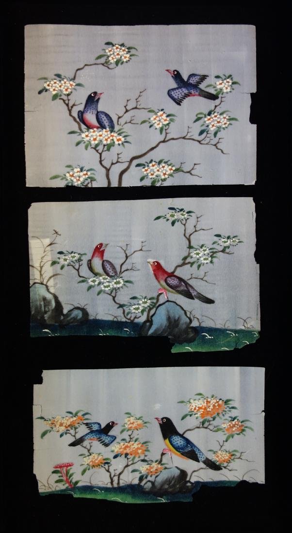 3 Chinese Pith Paper Paintings of Birds (1 of 4)