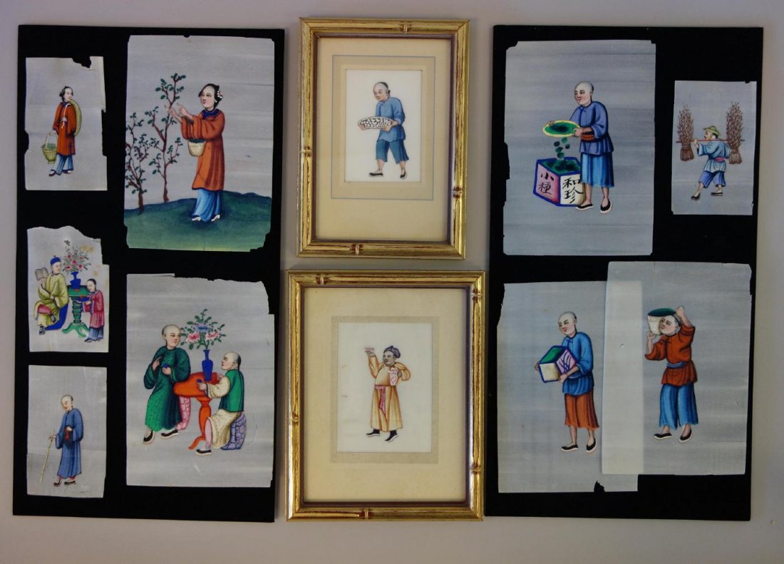 11 Chinese Pith Paper Paintings, Mandarin Figures (1 of 7)