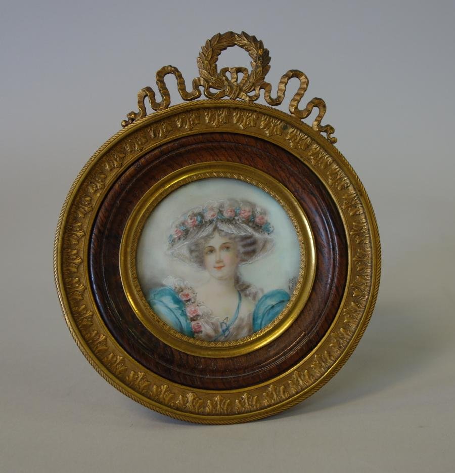 19thc Continental Framed Portrait Miniature, Sgnd (1 of 2)