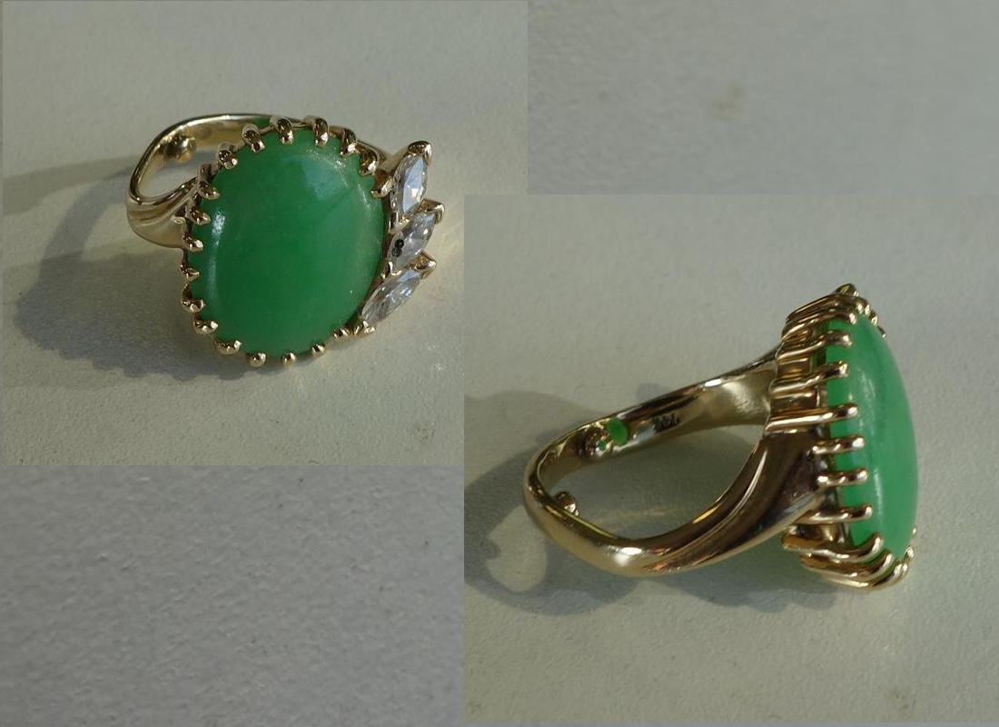Chinese Jadeite Jade & Marquise Diamond Ring (1 of 3)