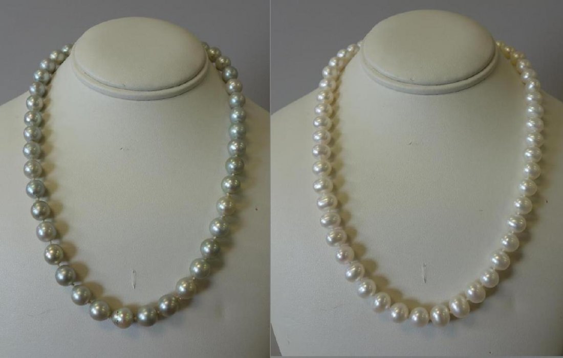 2 Cultured Pearl Single Strand Necklaces (1 of 3)