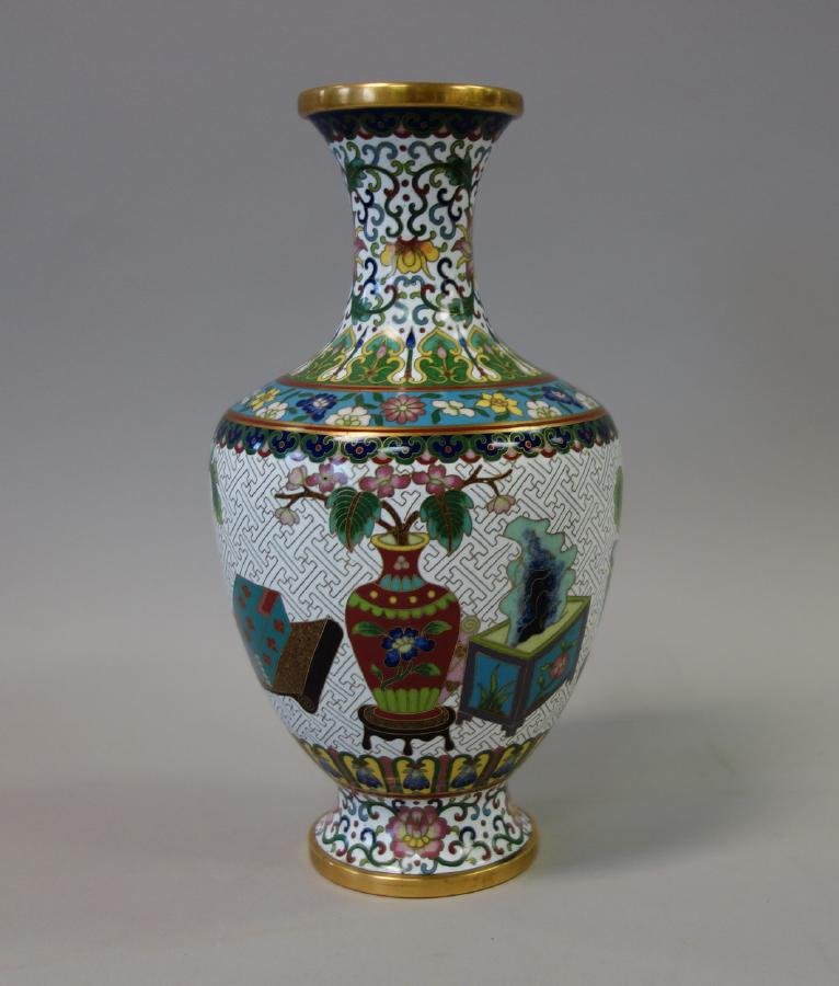 Chinese Cloisonne Enamel Baluster Formed Vase (1 of 4)
