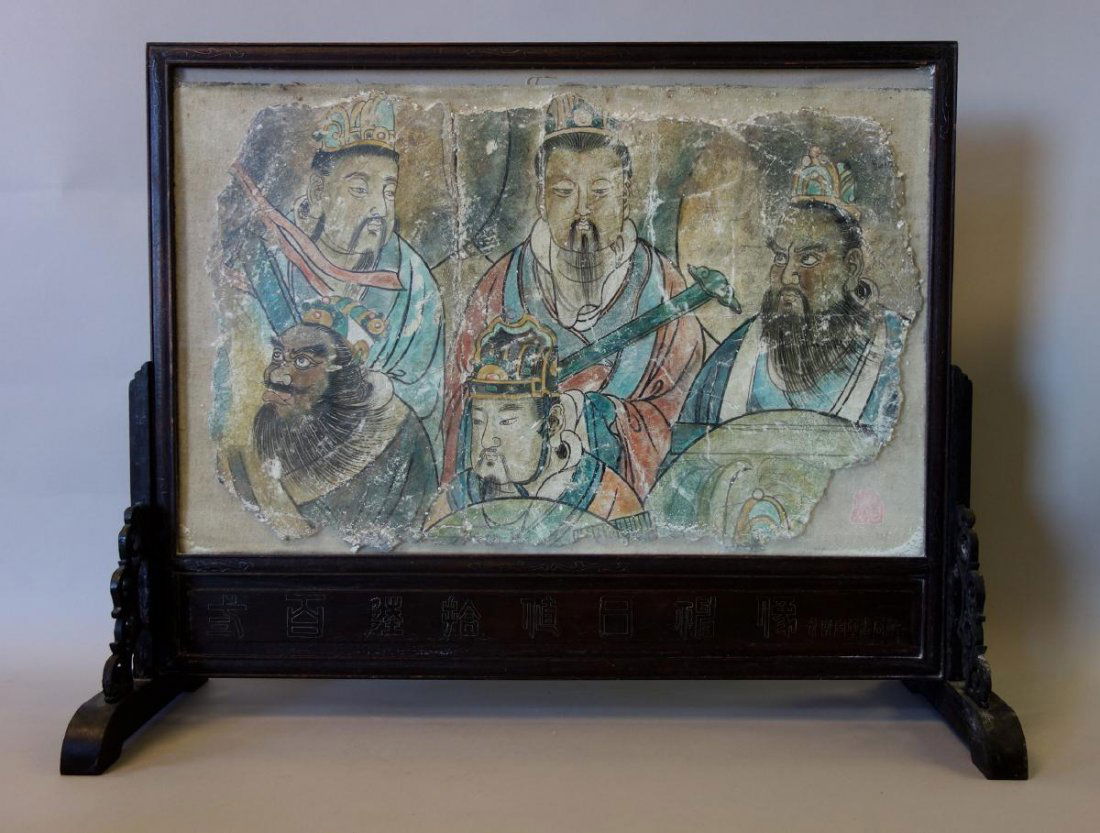 Chinese Polychrome Painted Fresco Fragment (1 of 7)