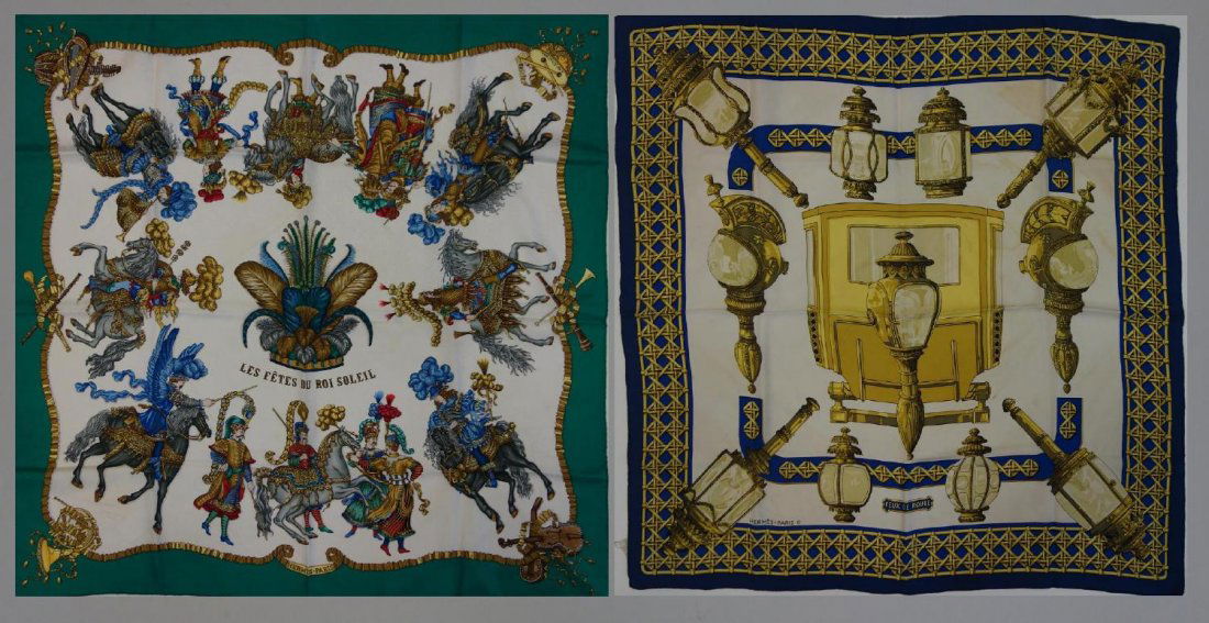 Vintage Hermes Silk Scarves, Feux De Route, Soleil (1 of 3)