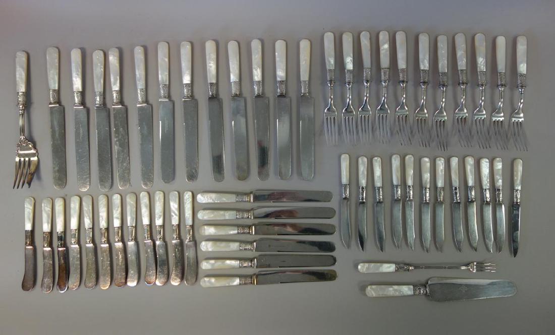 Landers Mother of Pearl & Sterling Flatware, 56 pc (1 of 2)