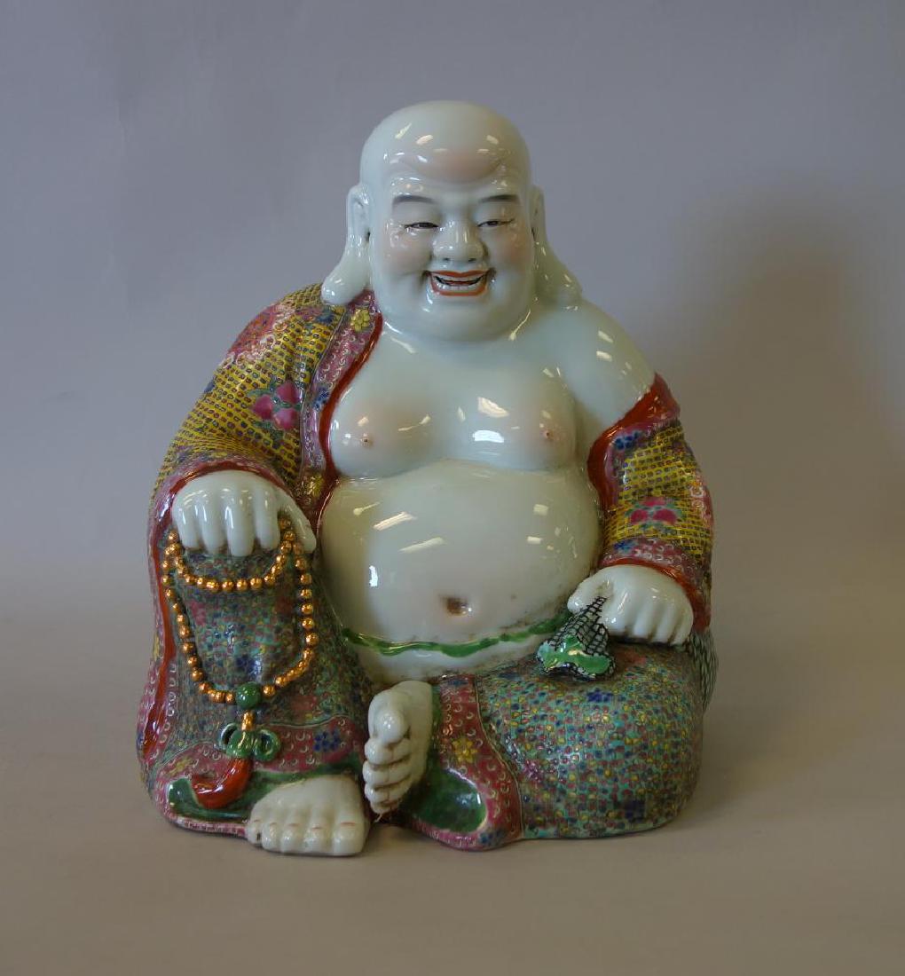 Chinese Famille Rose Porcelain Hotei Buddha Signed (1 of 7)