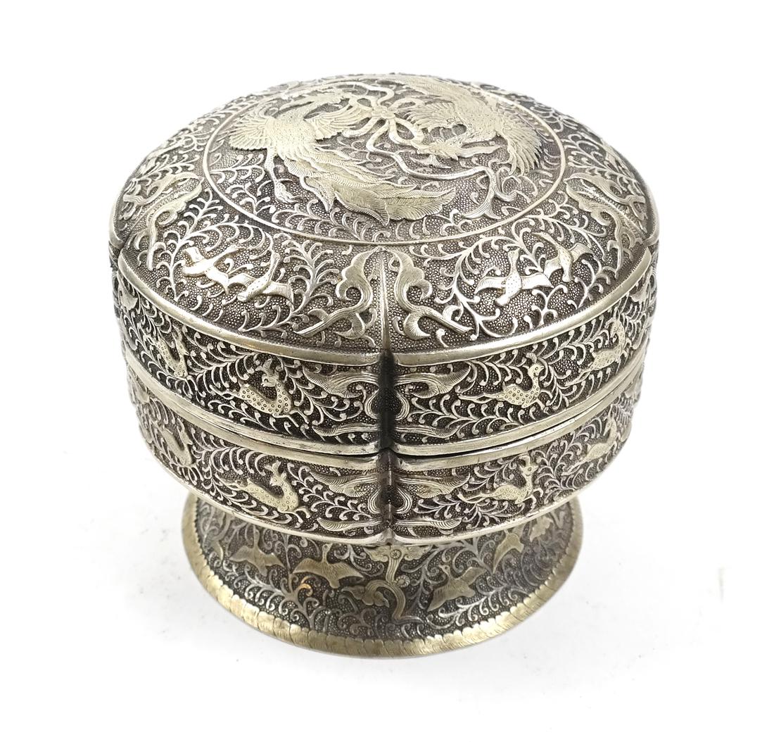 ASIAN LARGE PARCEL-GILT SILVER STEM BOX AND COVER (1 of 9)