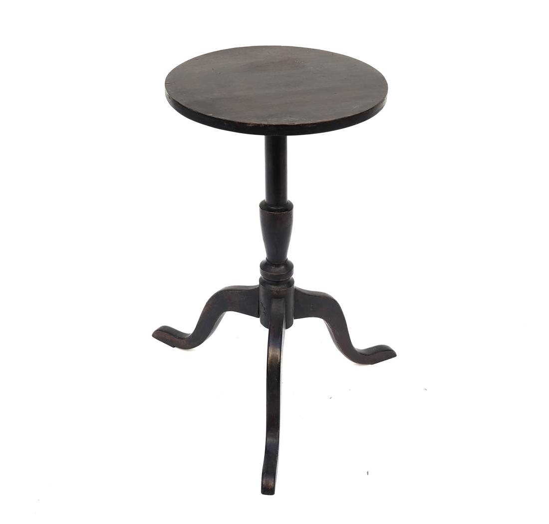 A FEDERAL BLACK-PAINTED MAPLE AND PINE CANDLESTAND (1 of 5)