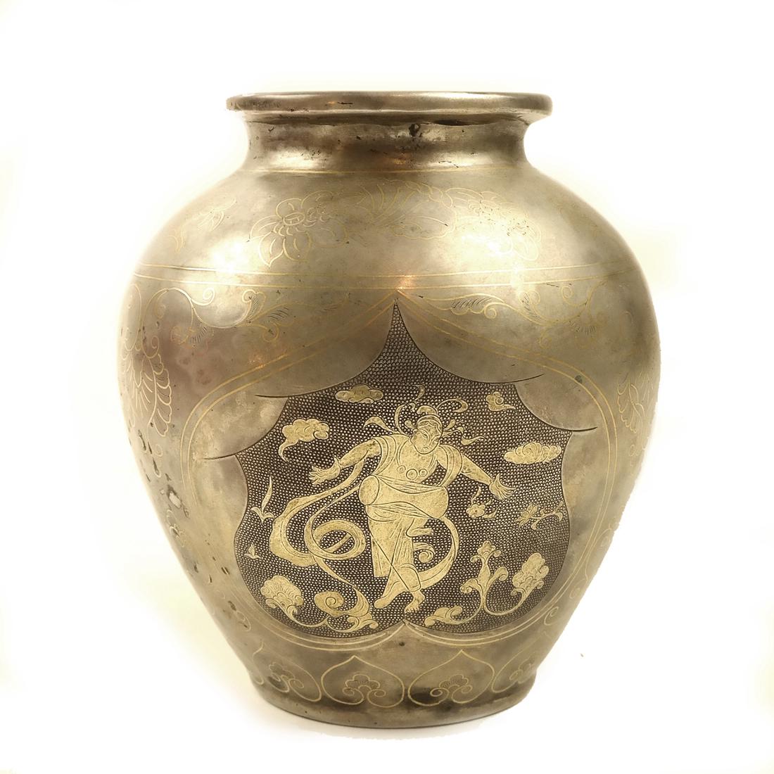 AN ASIAN PARCEL-GILT SILVER BALUSTER JAR (1 of 7)
