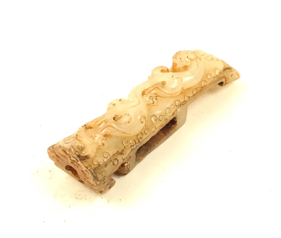 ASIAN WHITE AND RUSSET JADE SWORD SLIDE (1 of 7)