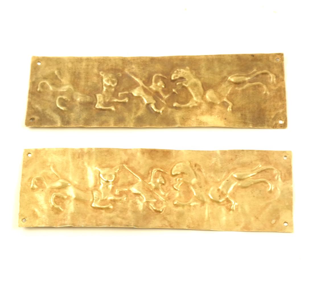 2 ASIAN SMALL RECTANGULAR GOLD SHEET PLAQUES (1 of 7)