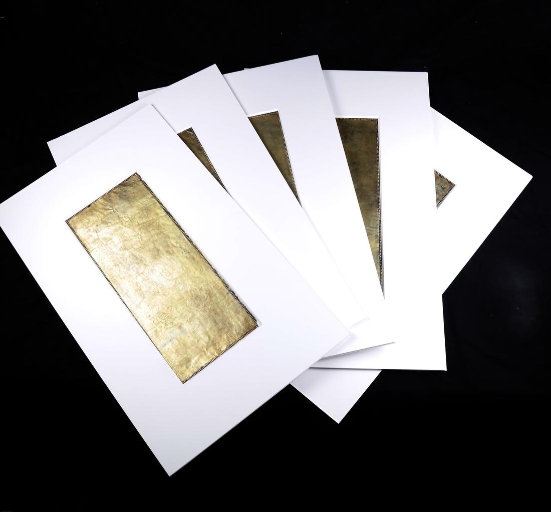 5 ASIAN GILT-SILVER RECTANGULAR MANUSCRIPT SHEETS (1 of 7)